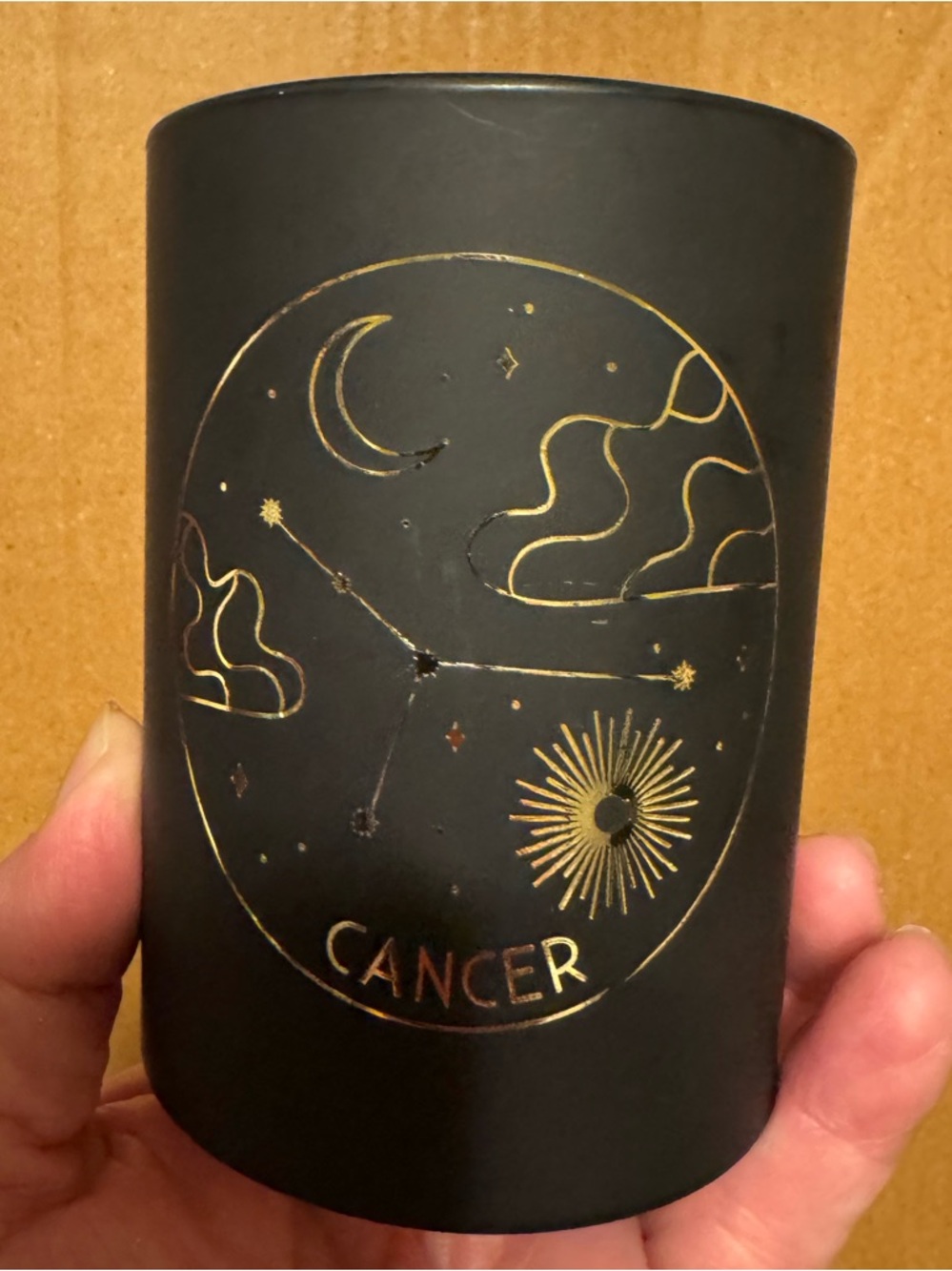 Sonoma Black Candle Holder with Gold Cancer Constellation